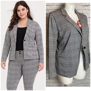 Torrid Plaid Double Knit Single Button Blazer